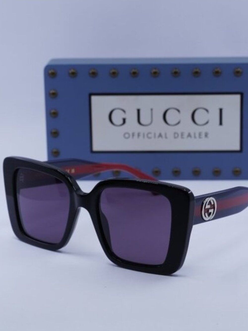 Gucci GG1861S 004 Square Sunglasses - Shiny Black\ Dark Violet
